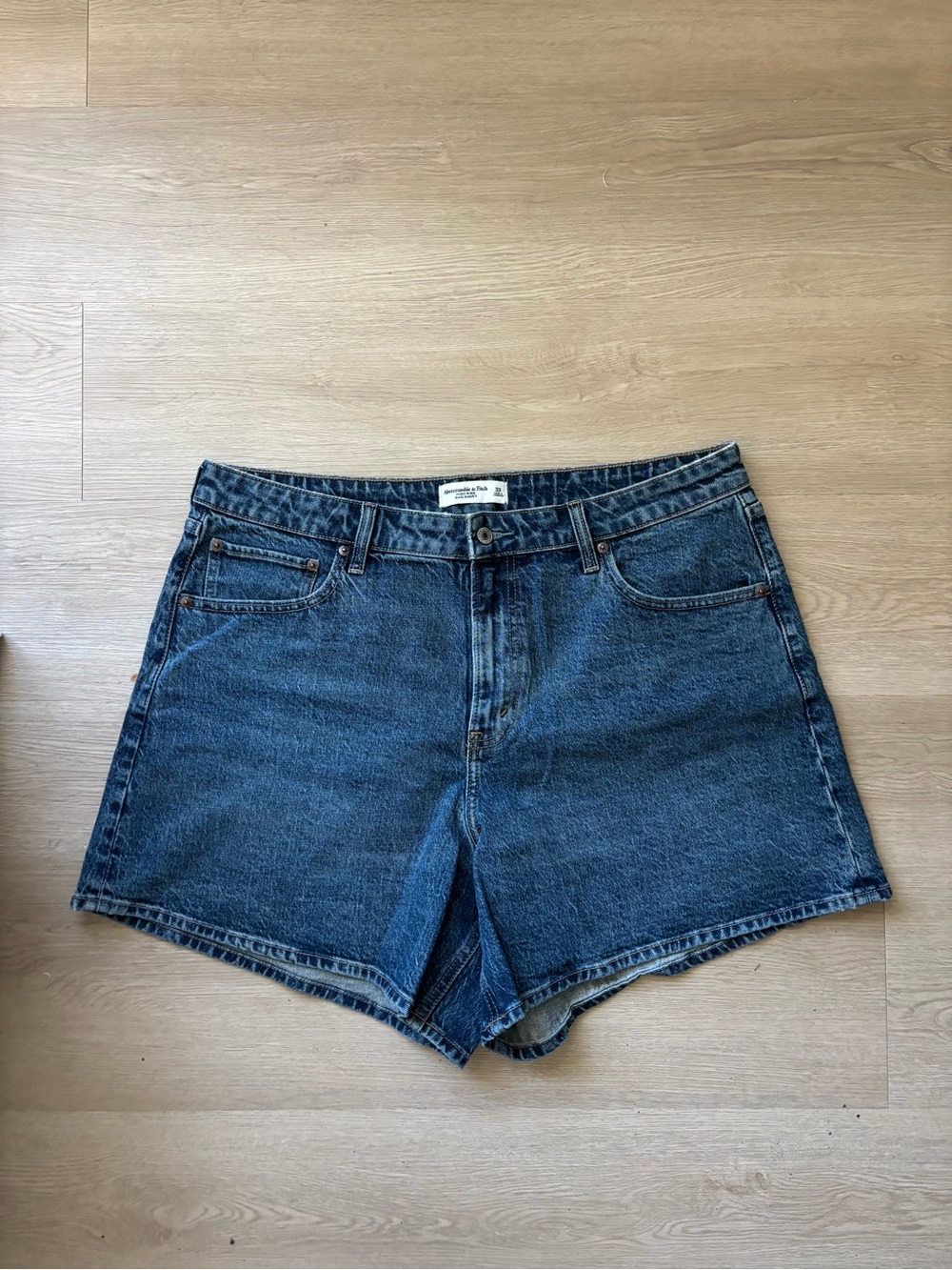 Abercrombie & Fitch Dark Blue High-Waist Denim Shorts
